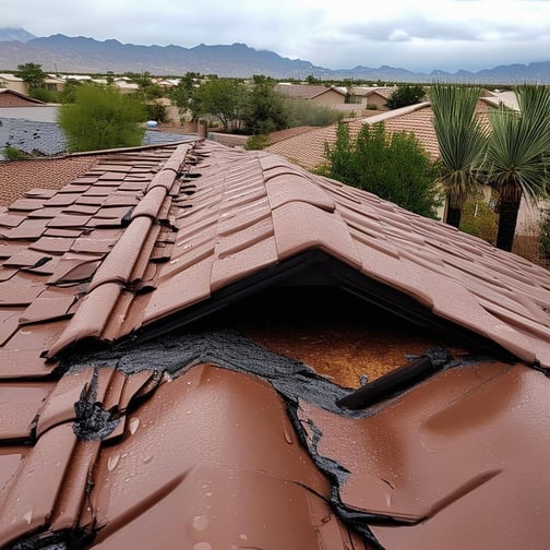 Monsoon rain roof damage