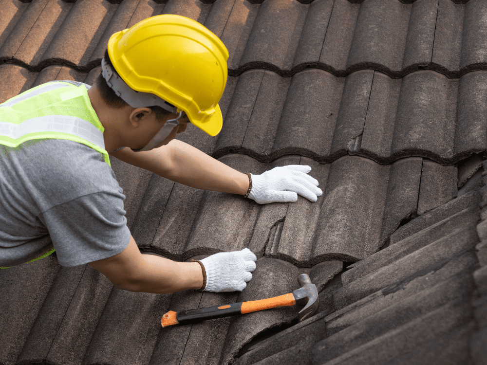 Tile Roof Repair Stock Image