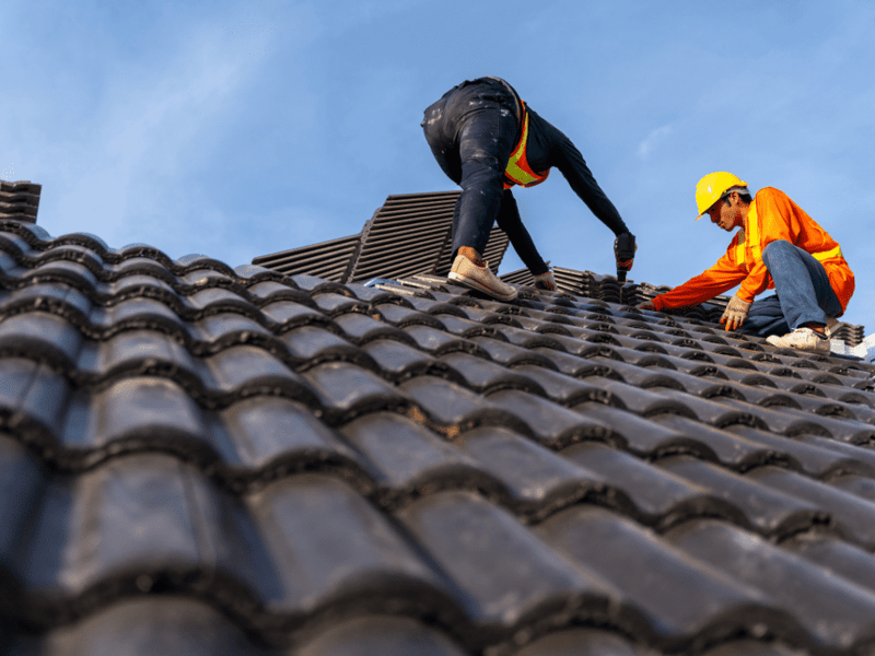 Tile Roofing Installation in Phoenix Stock Image